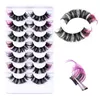 Partihandel 7 par DD Curl ryska ögonfransar Curl Eyelashes Eye End Color Segment DIY False Eyelashs