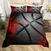 Tampa de edredão de basquete dos meninos Black Ball Padrão Esportes Tema Bedding Casa Crianças Tribunal de basquete Decoração da sala de jogos competitivos