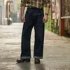 Jeans masculins à rayures à rayures à rayures pantalons en denim large jambes robustes vintage vintage