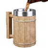 Mokken houten vat bier mok grote Viking Cup roestvrijstalen handgemaakte emmervormige whisky dubbele wandcocktail voor drankje