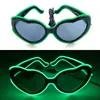 Giocattolo rave a led love heart llow neon glasses rave el filo lampeggiante occhiali da sole a led illuminare costumi per forniture per feste baglio