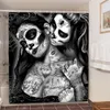 Douchegordijn schedel waterdichte polyester stof gotisch liefde badkamer gordijn Halloween krijgen naakte sexy vrouw home decor cortinas