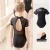 Gymnastics Leotard Ballet Kids Dance Bodysuit Leotards Girls Lace Splice Costumes Children Stand Collar Ballet Dance Leotard