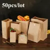 50pcs Food Grade Kraft Papiertüum Geschenke Verpackung Wasser und ölprodukte Süßigkeiten Food -Keks Brot Snacks Backen