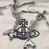 Ontwerper Viviane Westwood Western Empress Dowager Mermaid Skelet Saturn ketting Bracelet Earstuds Punk Skeleton Pendant