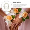 Flores decorativas 12 PCs Bridal Wrist Pearls Party Decor Bracelete elástico Prom