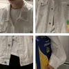 Herrenjacken japanische Spritzverbindungs-Werkzeugjacke High Street Lose Denim gutaussehende Männer lässig Jean Paar Modesmantel