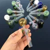 Wholesale colorful Smoking straw pipe Thick heady 4inch flower style glass oil burner pipes Lollipop Shape hand tube nails water bong