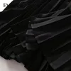 Vestidos casuais Evagina Fashion Runway Designer feminino feminino de manga longa cinto de madeira decoração de decoração de retalhos de retalhos vestido plissado vintage