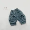 Trousers Kids Pants Children Jeans Spring Korean Loose Pocket Causal Fitting Versatile Boys Girls Baby 2024 Simple