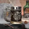 Tazas Viking Wood Style Beer Mug Simulación de regalo de Navidad Copa de madera Copa de madera Beber Metal de metal aislado