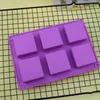 Handmade 6 Holes Lovely Square Silicone Soap Mold Crafts Moulds Fondant Cake Baking Cooking Tools Bath Room Supplies