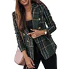 Costumes de femmes à la mode des femmes à plaid à plaid imprimé slim fit formel business offewear blazer vêtements féminins