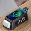 Chargers Dock Digital Alarm Clock 3 in 1 Wireless Charger for Apple Watch/iPhone 15/14/12/11/8/XR/AirPods 3 Pro 15W Fast Wireless Charger