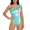 Boîte cadeau bleu arc blanc femme ébouriffer un morceau de maillot de bain sexy body body monokini mail de bain de bain aqua teal co s bleu chic