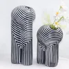 Vaser Heminredning Hartsstaty av Creative Black White Stripes Vase Multifunktionellt hantverk Dekoration Vardagsrum