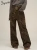 Syiwidii ​​Leopar Baskı Bol Jeans Kadınlar İçin Retro Yüksek Bel Gevşek Kot pantolon y2k Moda Hip Hop Sokak Giyim Büyük Boy Kotlar 240407