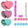3/20/25Pcs Heart-Shaped Bead Sorting Trays Diamond Painting Accessories with Glue Clay Point Drill Pen Kit for DIY Art Crafts