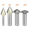 ARDEN V Bit 45 60 120 150 Degree Engraving Router Bit Carbide Woodworking 3D Carving V-shaped Bevel Tipped Milling Cutter MDF