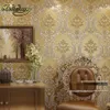 Papier mural classique fond de décoration de maison damasque Golden Floral Cover 3D Velvet Wallpaper Living Room321S