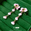 Sier Needle, Water Oil Drops, Flower Tassel Personalized, Fresh, Sweet, Elegant Korean Instagram Style Earrings, Female
