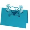 50pcs Laser Cut Love Heart Rose Table fleurie Nom des cartes de lis