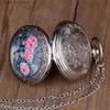 Pocket Watches Vintage Silver Quartz Fob Pocket Vivid Bird On the Tree with Exquisite Flowers patterns Necklace Pendant Pocket es Y240410