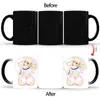 Muggar Plump Girl Cup Hot Reaktion Kaffekopp BSKT-092 Färgbyteskoppar Termosensitiva muggar Kawaii Mug Anime Sublimation Tumblers Bar 240410