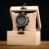 Bobo Bird Classic Men Watch MultiFunctional Timepieces Chronograph Wooden Quartz Watches RelogioMasculinoカスタムドロップシッピング