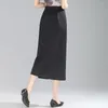 Skirts Vintage Elegant Jacquard Black High Waist Bodycon Straight Long Skirt Women 2024 Spring Summer Slim Fit Pencil 4XL 93167