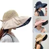 Brede rand hoeden pet zomer dames emmer hoed mode uv bescherming zachte holle gebreide zon opvouwbare sunhat grote run