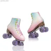 Patinadores en línea de rolleros moda cómoda gamuza patines verdes zapatos patins de aleación de aluminio Soporte de aluminio adulto hilera doble púrpura transparente 4 ruedas y240410