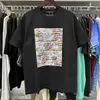 Lila mens t shirt designer tshirt grafisk tee kläder bomullsskjorta graffiti lös tshirt designer män kvinnor ond kul färg tryck skiss oljemålning mönster