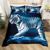 Tiger Duvet Cover Set Red Rose Flower Africa Big Cat Counterner Cover Set Animal Thème 2 / 3PCS SIGNE SIGNIQUE QUE LIEN SILLE POUR LES GOISS