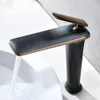 SKOWLL Bathroom Faucet Modern Vessel Sink Faucet 1 Hole Vanity Faucet Single Handle Lavatory Faucet HG-6770, Black Rose Gold