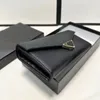 Tasarımcı lüks cüzdan moda mektubu metal gerçek pikap torbası deri baskılı düz renkli çok deri cüzdan