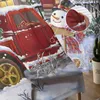 Christmas Snowman Christmas Tree Tamin Tulle Curtains de cuisine Curtain Curtain transparent voile rideaux de Noël pour le salon