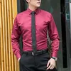 Men's Casual Shirts Men Button Down Elasticity Lapel Formal Long Sleeve Slim Business Dress Shirt Blouse Top Social Solid