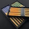 5 par Handgjorda bordsartiklar Huvudpinnar Tool Pack Gift Japanese Maid Chopsticks Natural Sticks Bamboo Set for Deckhome Hotel