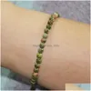 Beaded Mg0046 Wholesale Natural Unakite Bracelet 4 Mm Mini Gemstone Womens Mala Beads Energy Jewelry Drop Delivery Bracelets Dhoue