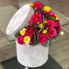 3st/Set Round Shape Velvet Presentlåda Florist Blommahållare Hink Presentförpackning Box Bouquet Packaging Box Party Wedding Supply