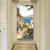 Mediterranean Scenery Corridor Oil Canvas Painting Landscape Posters and Prints Wall Art Picture Living Room Home Decor No Frame