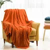 Couvertures à jet de flanelle brossé doux couverture couverture en toison orange brûlé motif de chevron pour canapé canapé-canapé - moelleuse chaleureuse confortable