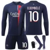 Soccer Jerseys 24 Paris Home Football Jersey Mbappe No.7 Autumn Winter Long Sleeved Style Training Set Set