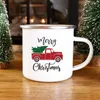 Truck Print Enamel Mug Creative Christmas Vintage Coffee Wine Cups Drink Dessert Cocoa Milk Cup Cake Mugs Handle Drinkware Gift