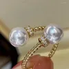 Trouwringen Temperament dubbele imitatie Pearl Open Ring Twist Gold Band Fashion Women's Accessoires Sieraden 2024