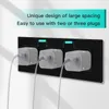 BSEED 2PACKS EU Standaard Single Power Socket Crystal Glass Paneel 16A dubbele muur Power uitlaat Triple frame Elektrische sockets