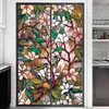 Window Stickers Magnolia Pattern Film Static Cling Stained Opaque Privacy Protective Self-adhesive Home Decor Glass