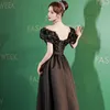 Party Dresses Black Boat Neck Fashion Evening Dress Short Sleeves Lace Up Floor Length A-Line Simple Plus Size Woman Formal Gowns XC073