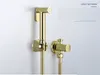 1in 1 Fuera de dorado Bidé de latón Batio de baño Bidet bidet de baño rociador higiénico ducha bidet grifo de monte de pared de pared